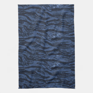 Blue Striped Camo Tea Towel