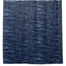 Blue Striped Camouflage Shower Curtain