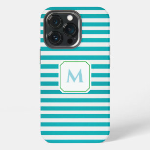 Blue Striped Cell Phone Case with Decorative