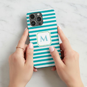 Blue Striped Cell Phone Case with Decorative
