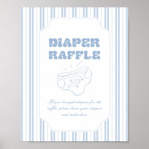 Blue Striped Diaper Raffle Baby Shower Sign