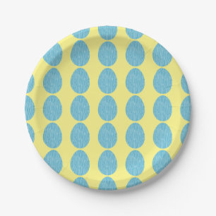 Blue Striped Easter Eggs Paper Plate