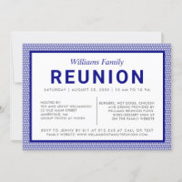 Blue Striped Family Reunion Invitation