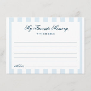 Blue Striped Favourite Memory Bridal Shower Enclosure Card