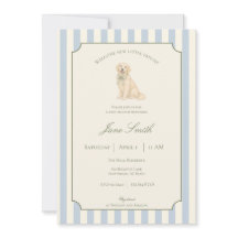 Blue Striped Golden Retriever Baby Shower