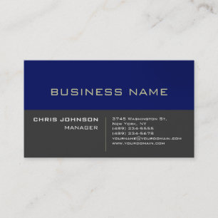 Blue Striped Grey Background Manager Business Card