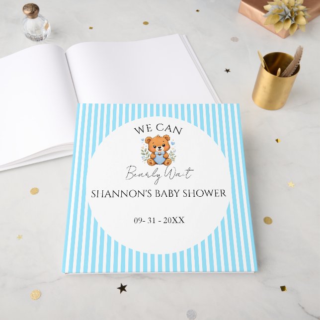 Blue Striped Guest Book (Front Open)