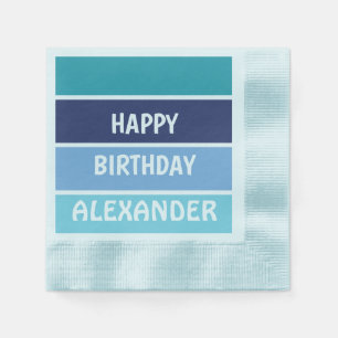 Blue Striped Happy Birthdy Napkin