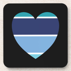 Blue Striped Heart Coaster