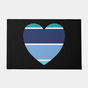 Blue Striped Heart Doormat