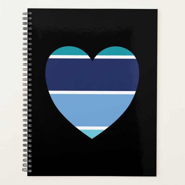 Blue Striped Heart Planner (Front)