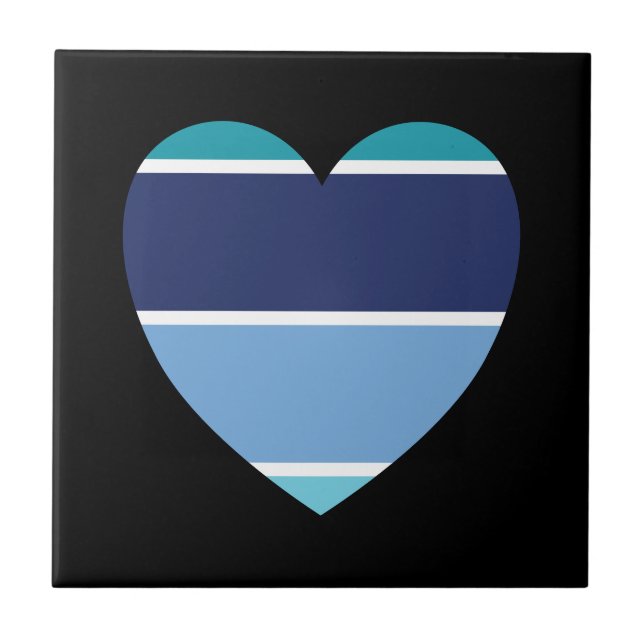 Blue Striped Heart Tile (Front)