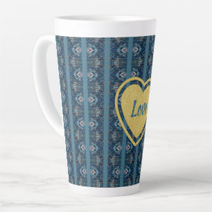 Blue Striped Latte Mug by Poet Adiela Akoo