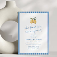 Blue Striped Lemon Main Squeeze Script Baby Shower