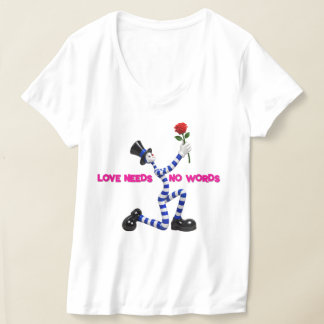Blue Striped Mime with Red Rose 3D Art T-Shirt