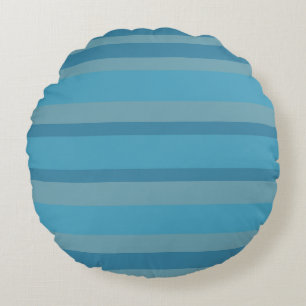Blue striped monochromatic round cushion