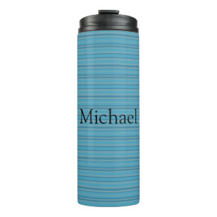 Blue striped monochromatic thermal tumbler