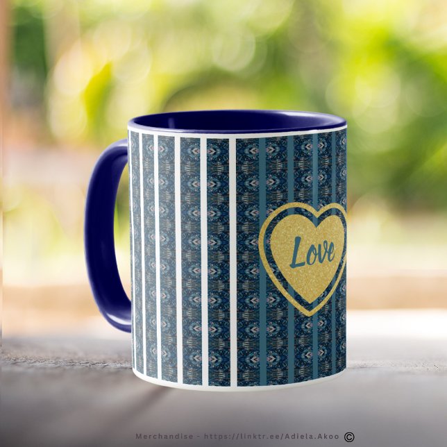 Blue Striped Mug by Poet Adiela Akoo (Blue Stripe Love Mug designed by Poet Adiela Akoo. Browse my store 4 more cool finds & gr8t buys now)