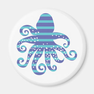 Blue Striped Octopus Magnet