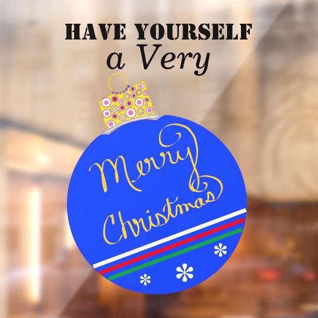Blue Striped Ornament Merry Christmas (Sheet 2)