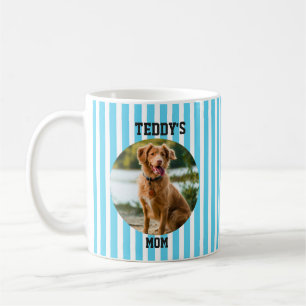 Blue Striped Personalised Dog Mum Coffee Mug