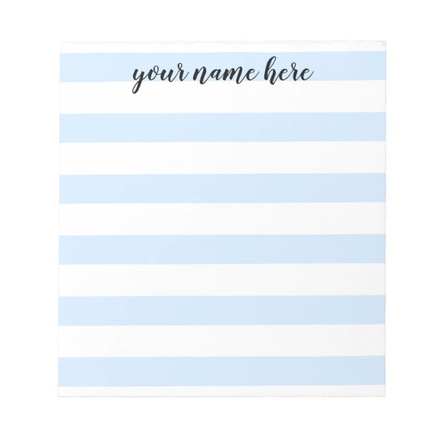 Blue Striped Personalised Notepad (Front)