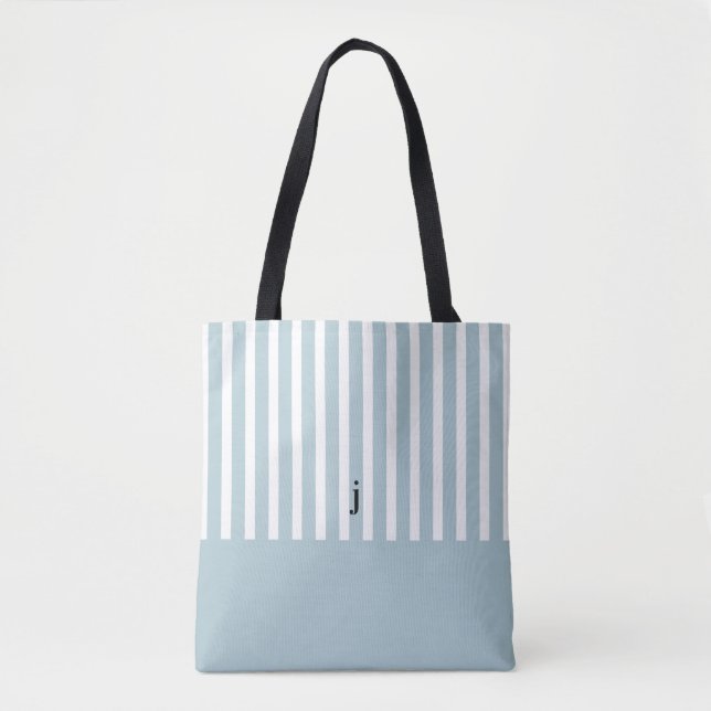 BLUE STRIPED PERSONALIZED tote Bag (Front)