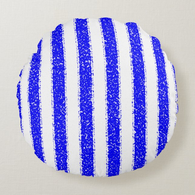 Blue Striped Round Cushion (Front)