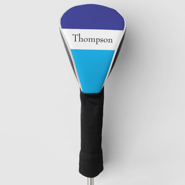 Blue Striped Surname Name Custom  Golf Head Cover (Front)