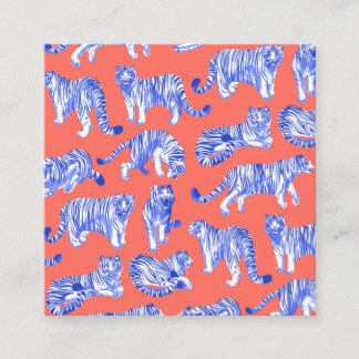 Blue-striped tigers square business card