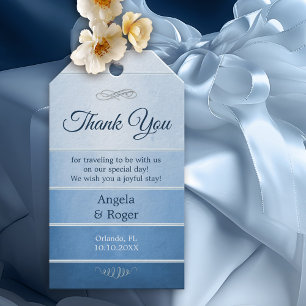 Blue Striped Tonne sur Tonne Wedding Favour Thank Gift Tags