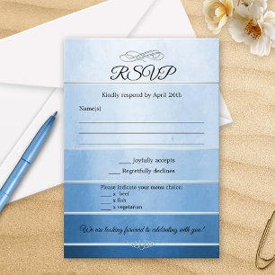 Blue Striped Tonne sur Tonne Wedding RSVP Card