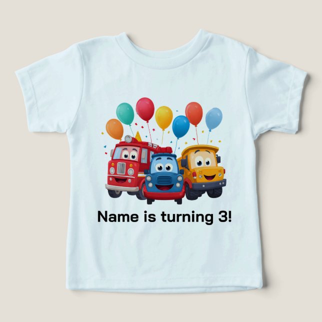 Blue Striped Truck Birthday Theme (Design Front)