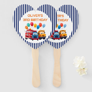 Blue Striped Truck Birthday Theme Set of Fans