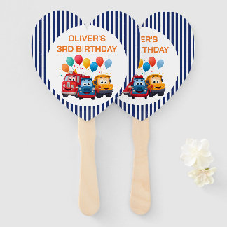 Blue Striped Truck Birthday Theme Set of Fans