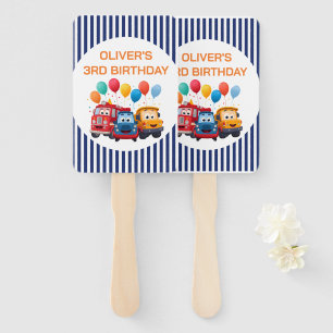 Blue Striped Truck Birthday Theme Set of Fans