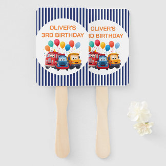 Blue Striped Truck Birthday Theme Set of Fans