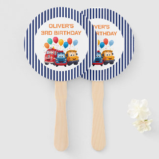 Blue Striped Truck Birthday Theme Set of Fans