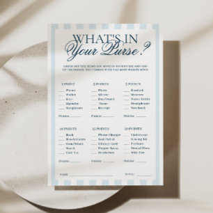 Blue Striped What's in your purse Card