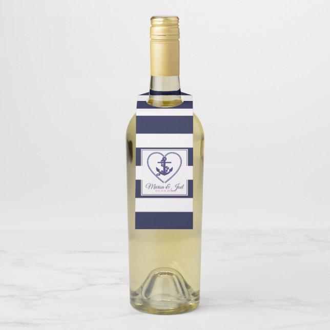 Blue Stripes & Anchor Bottle Tag (On Bottle)