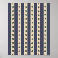 Blue Stripes And Flowers