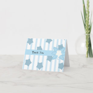 Blue Stripes and Stars Pattern Thank You Card