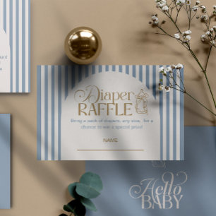 Blue Stripes Arch Vintage Boy diaper Raffle Enclosure Card