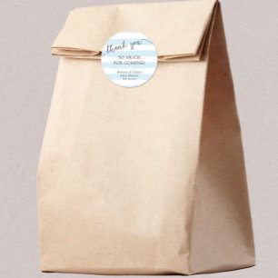 Blue Stripes baby shower thank you favour Classic Round Sticker