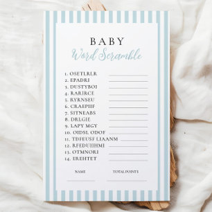 Blue Stripes Baby Shower Word Scramble