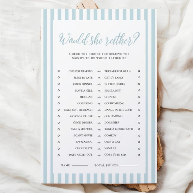 Blue Stripes Baby Shower Would She Rather (Creator Uploaded)