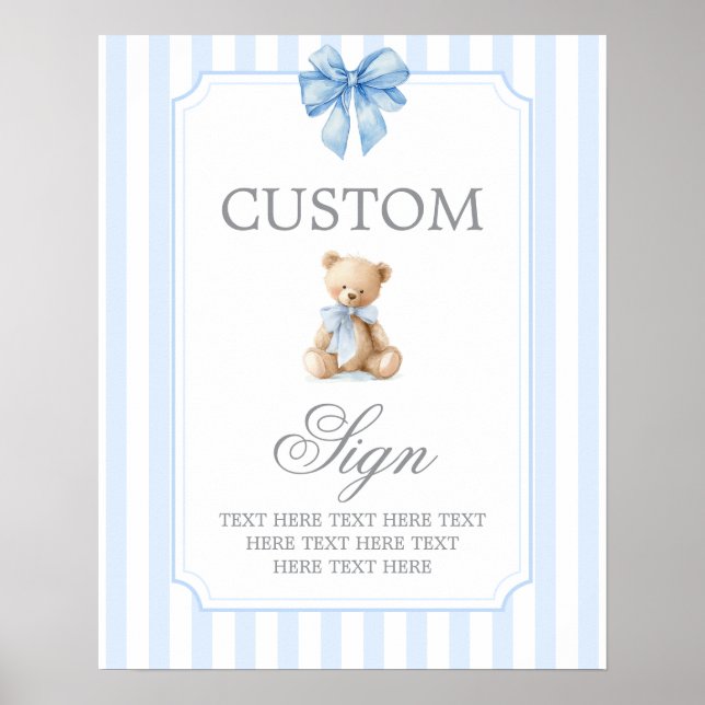 Blue Stripes Bear Customized sign (Front)