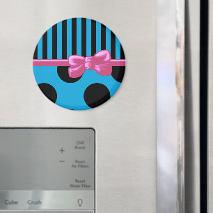 Blue Stripes, Blue Polka Dots, Lines, Dotted Magnet