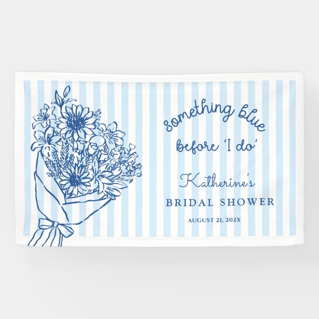Blue Stripes Bridal Shower Welcome Banner (Horizontal)