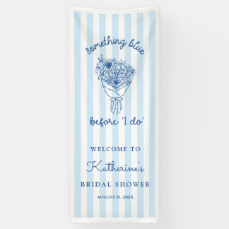 Blue Stripes Bridal Shower Welcome Banner